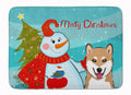 Snowman with Shiba Inu Memory Foam Kitchen Mat Machine Washable Anti-Fatigue Cushion Comfort Bath or Kitchen Rug