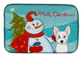 Snowman with Westie Dish Drying Mat Absorbent Dish Drying Mat Pad for Kitchen Counter Dish Drainer Mat for Countertop, 14 x 21", Multicolor