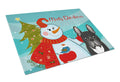 Snowman with French Bulldog Cutting Board Tempered Glass Kitchen Cutting Surface, Heat Resistant Chopping, Non-Slip Feet, Food Prep & Serving