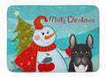 Snowman with French Bulldog Memory Foam Kitchen Mat Machine Washable Anti-Fatigue Cushion Comfort Bath or Kitchen Rug