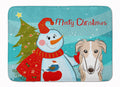 Snowman with Borzoi Memory Foam Kitchen Mat Machine Washable Anti-Fatigue Cushion Comfort Bath or Kitchen Rug