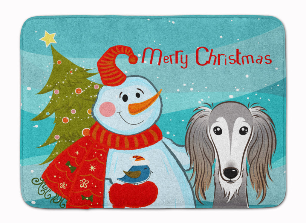 Snowman with Saluki Memory Foam Kitchen Mat Machine Washable Anti-Fatigue Cushion Comfort Bath or Kitchen Rug