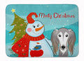 Snowman with Saluki Memory Foam Kitchen Mat Machine Washable Anti-Fatigue Cushion Comfort Bath or Kitchen Rug