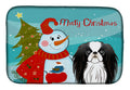 Snowman with Japanese Chin Dish Drying Mat Absorbent Dish Drying Mat Pad for Kitchen Counter Dish Drainer Mat for Countertop, 14 x 21", Multicolor