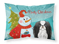 Snowman with Japanese Chin Standard Pillowcase Lightweight Super Soft Easy Care Decorative Artwork Pillowcase, Standard