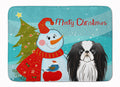 Snowman with Japanese Chin Memory Foam Kitchen Mat Machine Washable Anti-Fatigue Cushion Comfort Bath or Kitchen Rug
