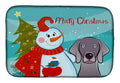 Snowman with Weimaraner Dish Drying Mat Absorbent Dish Drying Mat Pad for Kitchen Counter Dish Drainer Mat for Countertop, 14 x 21", Multicolor