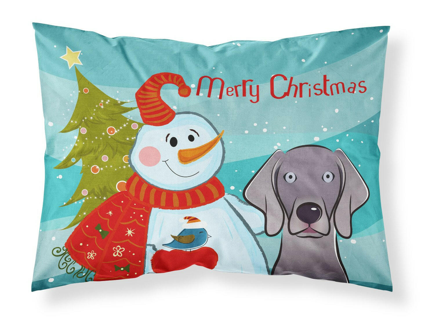 Snowman with Weimaraner Standard Pillowcase Lightweight Super Soft Easy Care Decorative Artwork Pillowcase, Standard