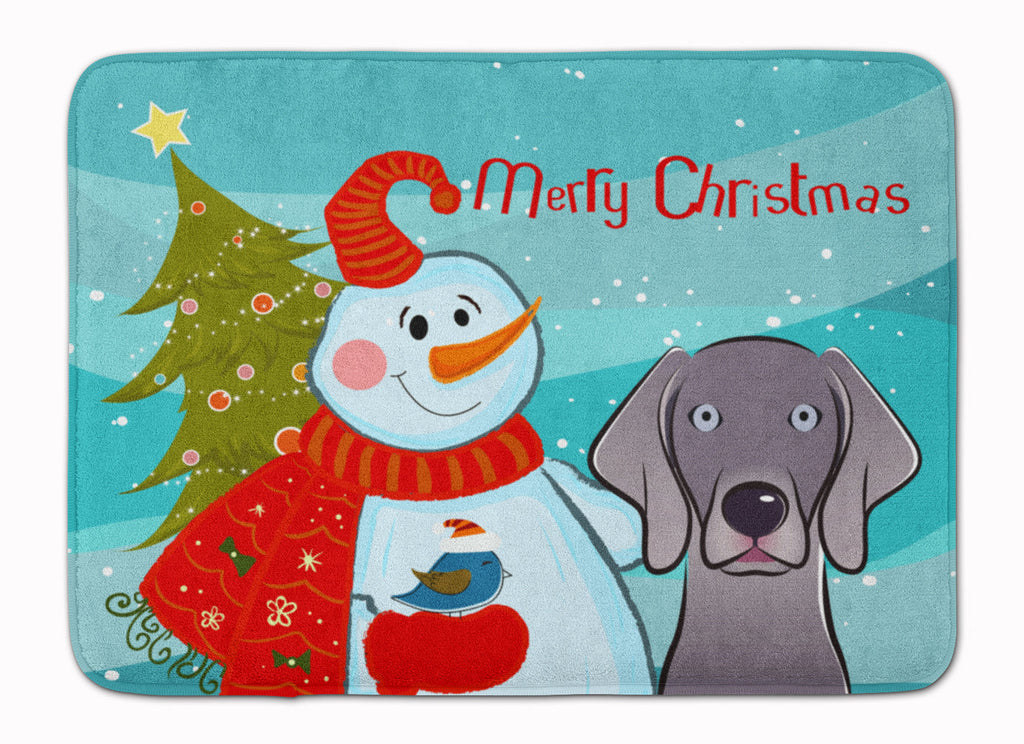 Snowman with Weimaraner Memory Foam Kitchen Mat Machine Washable Anti-Fatigue Cushion Comfort Bath or Kitchen Rug