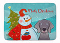 Snowman with Weimaraner Memory Foam Kitchen Mat Machine Washable Anti-Fatigue Cushion Comfort Bath or Kitchen Rug