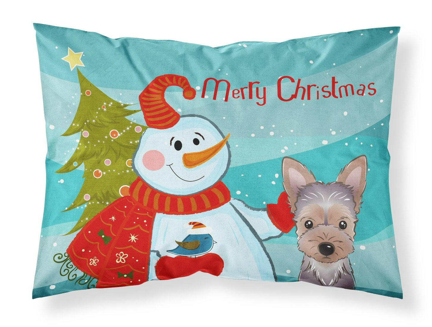 Snowman with Yorkie Puppy Standard Pillowcase Lightweight Super Soft Easy Care Decorative Artwork Pillowcase, Standard