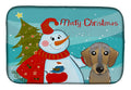 Snowman with Wirehaired Dachshund Dish Drying Mat Absorbent Dish Drying Mat Pad for Kitchen Counter Dish Drainer Mat for Countertop, 14 x 21", Multicolor