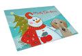 Snowman with Wirehaired Dachshund Cutting Board Tempered Glass Kitchen Cutting Surface, Heat Resistant Chopping, Non-Slip Feet, Food Prep & Serving