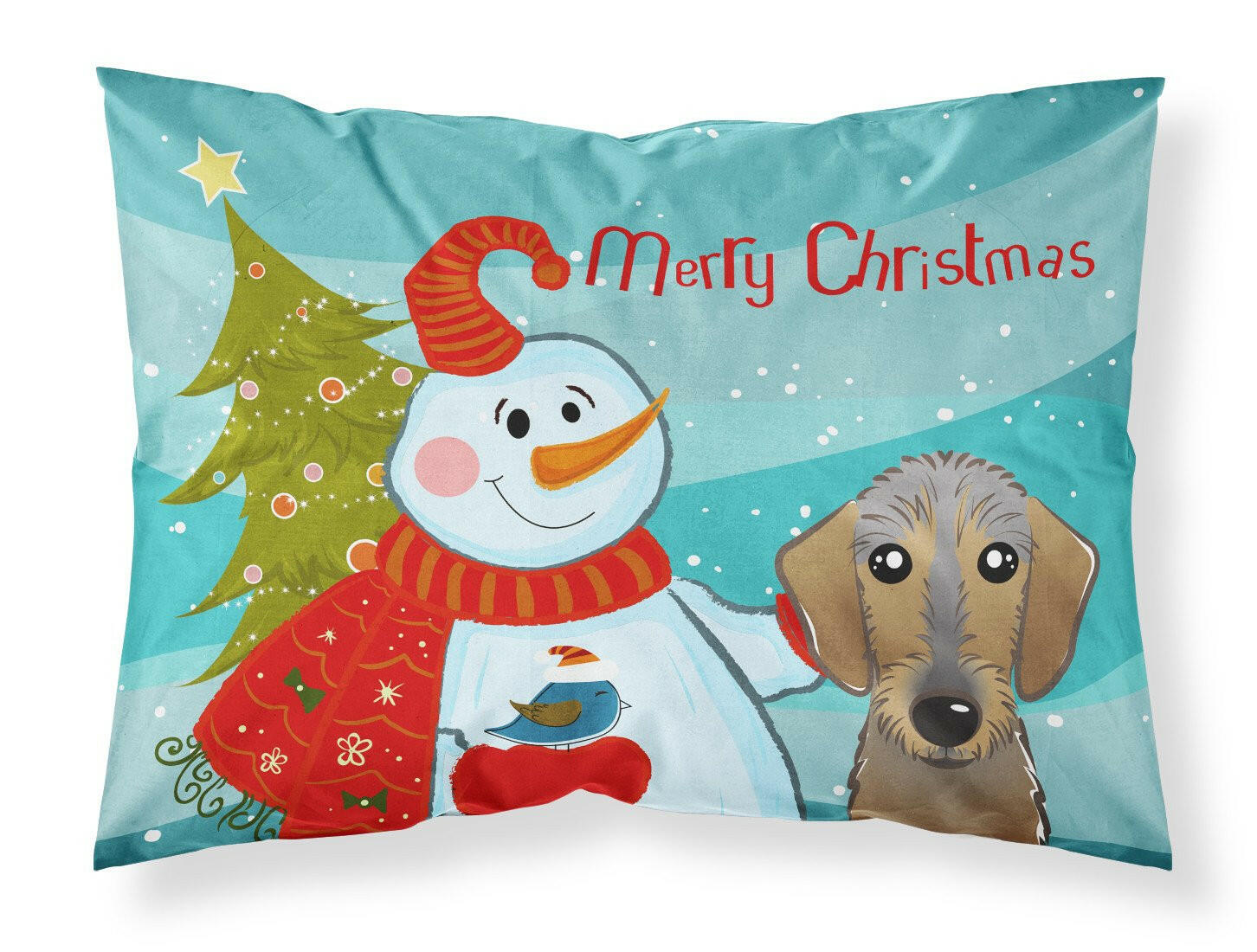 Snowman with Wirehaired Dachshund Standard Pillowcase Lightweight Super Soft Easy Care Decorative Artwork Pillowcase, Standard