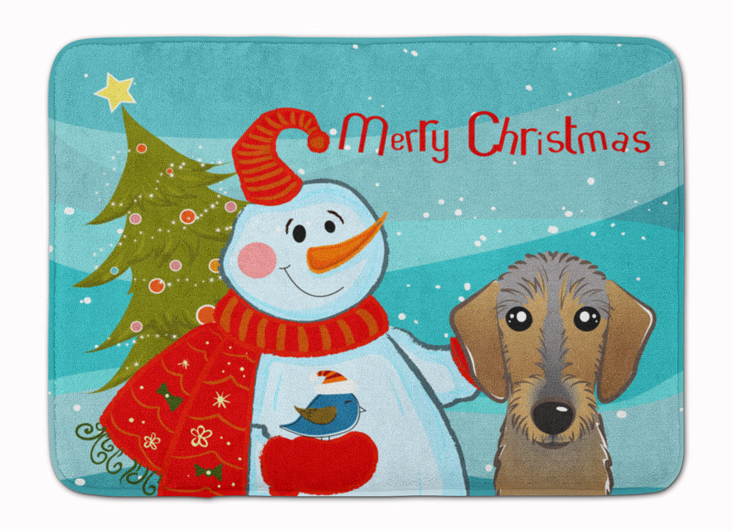 Snowman with Wirehaired Dachshund Memory Foam Kitchen Mat Machine Washable Anti-Fatigue Cushion Comfort Bath or Kitchen Rug
