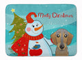 Snowman with Wirehaired Dachshund Memory Foam Kitchen Mat Machine Washable Anti-Fatigue Cushion Comfort Bath or Kitchen Rug