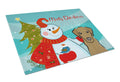 Snowman with Chocolate Labrador Cutting Board Tempered Glass Kitchen Cutting Surface, Heat Resistant Chopping, Non-Slip Feet, Food Prep & Serving