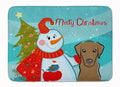 Snowman with Chocolate Labrador Memory Foam Kitchen Mat Machine Washable Anti-Fatigue Cushion Comfort Bath or Kitchen Rug