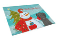 Snowman with Black Labrador Cutting Board Tempered Glass Kitchen Cutting Surface, Heat Resistant Chopping, Non-Slip Feet, Food Prep & Serving