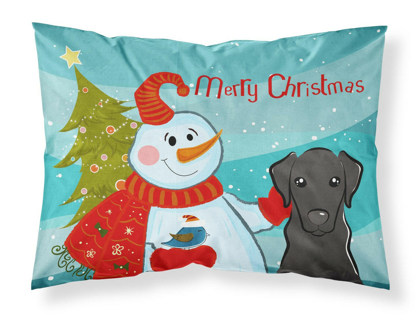 Snowman with Black Labrador Standard Pillowcase Lightweight Super Soft Easy Care Decorative Artwork Pillowcase, Standard