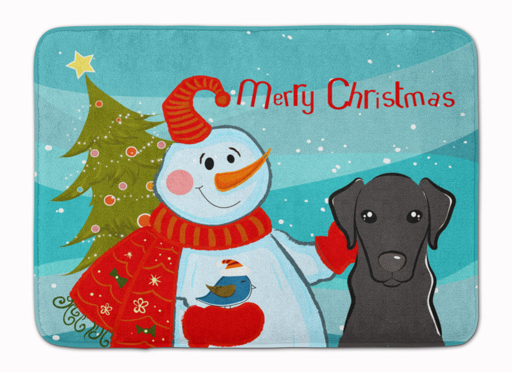 Snowman with Black Labrador Memory Foam Kitchen Mat Machine Washable Anti-Fatigue Cushion Comfort Bath or Kitchen Rug