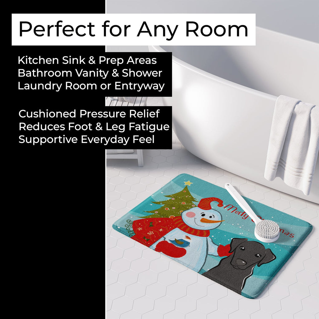 Snowman with Black Labrador Memory Foam Kitchen Mat Machine Washable Anti-Fatigue Cushion Comfort Bath or Kitchen Rug