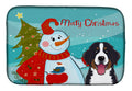 Snowman with Bernese Mountain Dog Dish Drying Mat Absorbent Dish Drying Mat Pad for Kitchen Counter Dish Drainer Mat for Countertop, 14 x 21", Multicolor