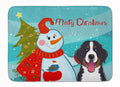Snowman with Bernese Mountain Dog Memory Foam Kitchen Mat Machine Washable Anti-Fatigue Cushion Comfort Bath or Kitchen Rug