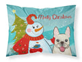 Snowman with French Bulldog Standard Pillowcase Lightweight Super Soft Easy Care Decorative Artwork Pillowcase, Standard