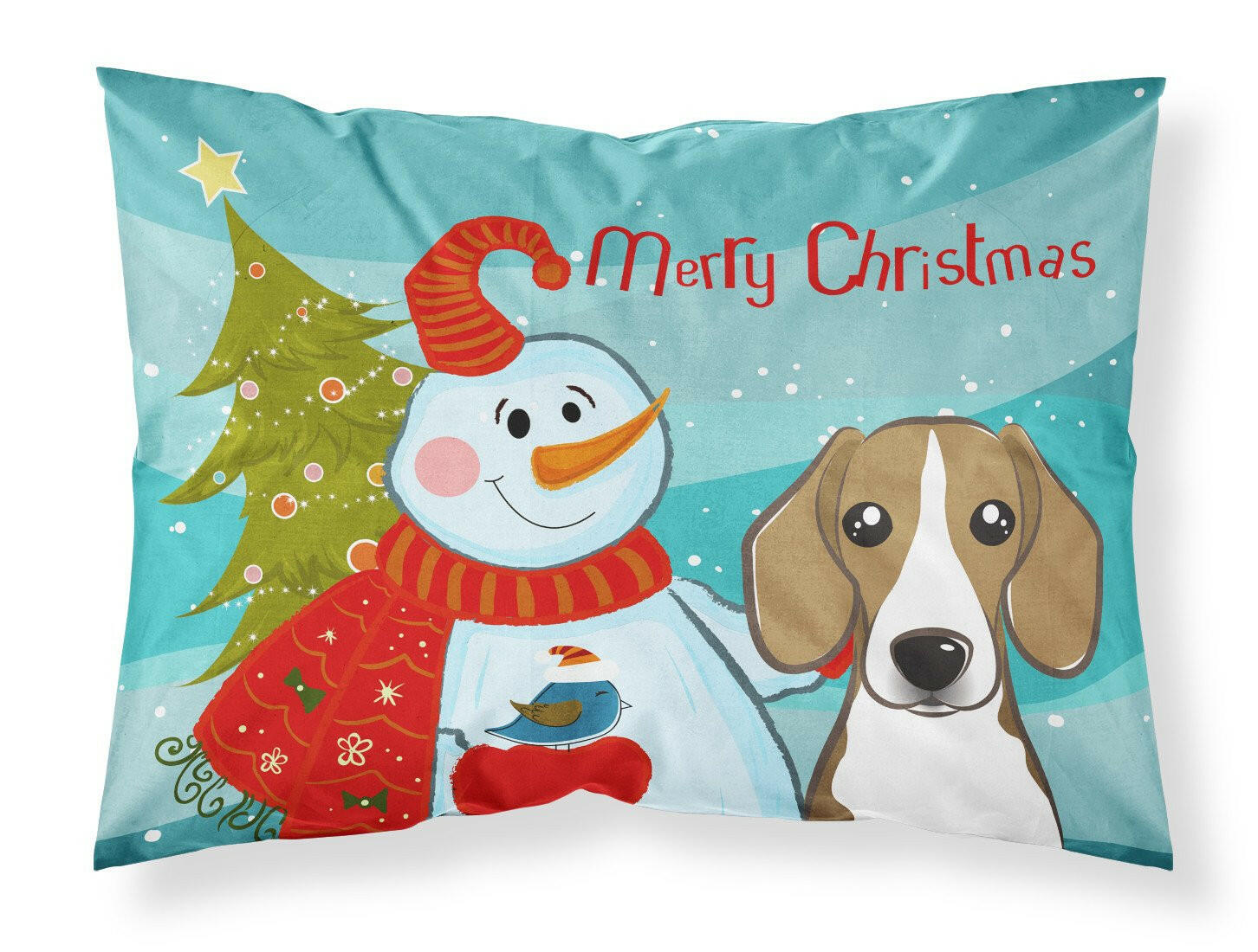 Snowman with Beagle Standard Pillowcase Lightweight Super Soft Easy Care Decorative Artwork Pillowcase, Standard