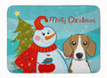 Snowman with Beagle Memory Foam Kitchen Mat Machine Washable Anti-Fatigue Cushion Comfort Bath or Kitchen Rug