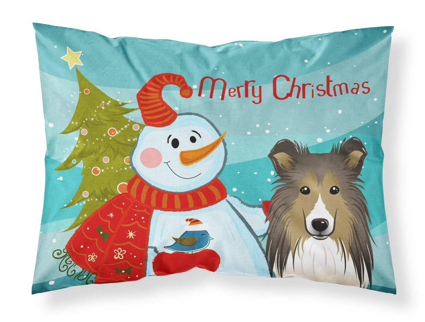 Snowman with Sheltie Standard Pillowcase Lightweight Super Soft Easy Care Decorative Artwork Pillowcase, Standard