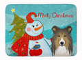 Snowman with Sheltie Memory Foam Kitchen Mat Machine Washable Anti-Fatigue Cushion Comfort Bath or Kitchen Rug