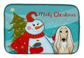 Snowman with Afghan Hound Dish Drying Mat Absorbent Dish Drying Mat Pad for Kitchen Counter Dish Drainer Mat for Countertop, 14 x 21", Multicolor