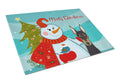 Snowman with Doberman Cutting Board Tempered Glass Kitchen Cutting Surface, Heat Resistant Chopping, Non-Slip Feet, Food Prep & Serving