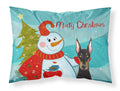 Snowman with Doberman Standard Pillowcase Lightweight Super Soft Easy Care Decorative Artwork Pillowcase, Standard