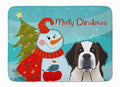 Snowman with Saint Bernard Memory Foam Kitchen Mat Machine Washable Anti-Fatigue Cushion Comfort Bath or Kitchen Rug