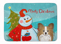 Snowman with Papillon Memory Foam Kitchen Mat Machine Washable Anti-Fatigue Cushion Comfort Bath or Kitchen Rug
