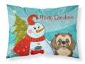 Snowman with Chocolate Brown Shih Tzu Standard Pillowcase Lightweight Super Soft Easy Care Decorative Artwork Pillowcase, Standard