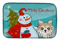 Snowman with Chihuahua Dish Drying Mat Absorbent Dish Drying Mat Pad for Kitchen Counter Dish Drainer Mat for Countertop, 14 x 21", Multicolor