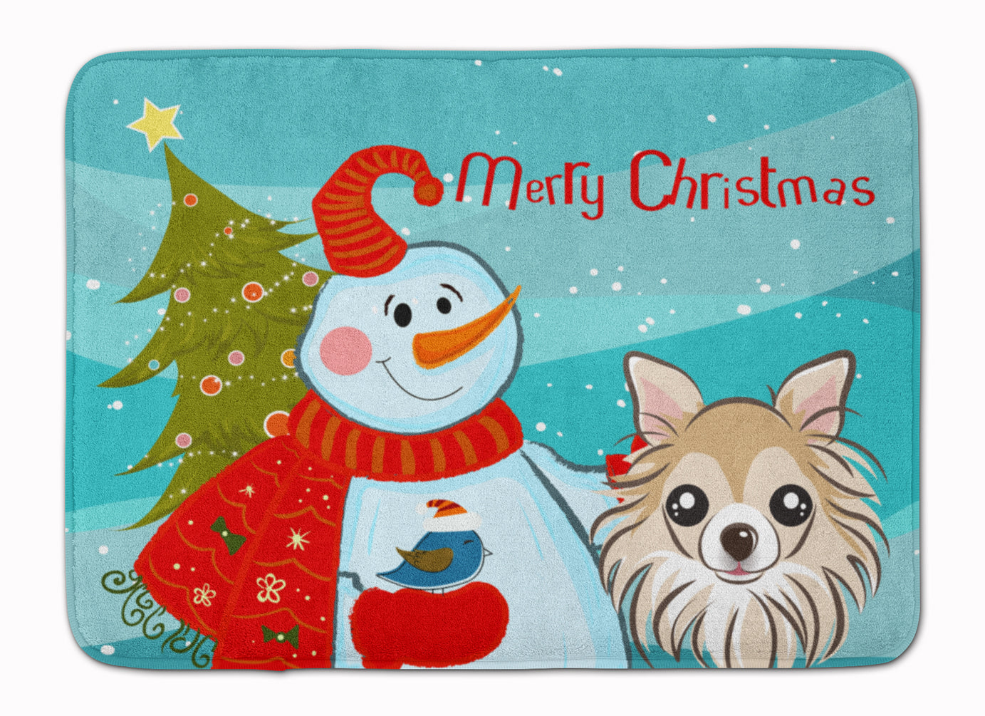 Snowman with Chihuahua Memory Foam Kitchen Mat Machine Washable Anti-Fatigue Cushion Comfort Bath or Kitchen Rug