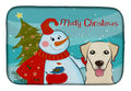 Snowman with Golden Retriever Dish Drying Mat Absorbent Dish Drying Mat Pad for Kitchen Counter Dish Drainer Mat for Countertop, 14 x 21", Multicolor
