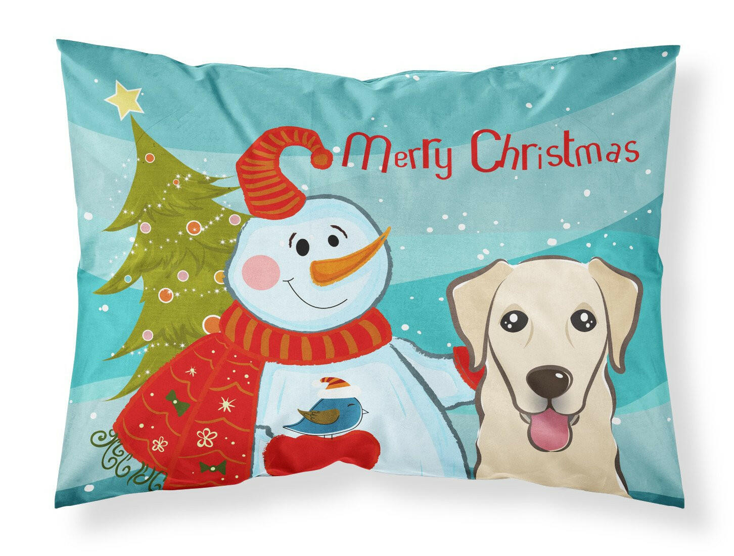 Snowman with Golden Retriever Standard Pillowcase Lightweight Super Soft Easy Care Decorative Artwork Pillowcase, Standard