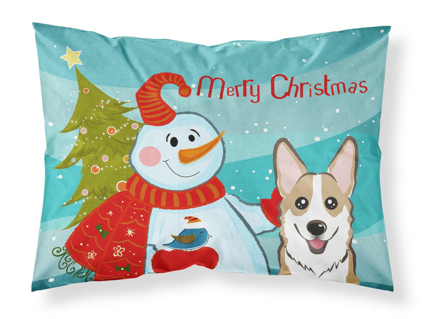 Snowman with Sable Corgi Standard Pillowcase Lightweight Super Soft Easy Care Decorative Artwork Pillowcase, Standard