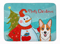 Snowman with Red Corgi Memory Foam Kitchen Mat Machine Washable Anti-Fatigue Cushion Comfort Bath or Kitchen Rug