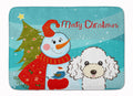 Snowman with White Poodle Memory Foam Kitchen Mat Machine Washable Anti-Fatigue Cushion Comfort Bath or Kitchen Rug
