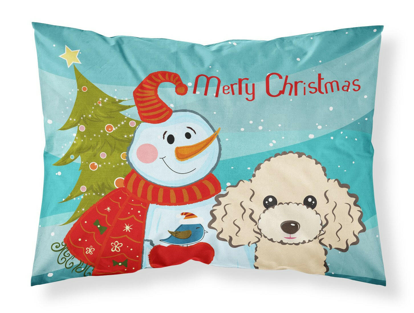 Snowman with Buff Poodle Standard Pillowcase Lightweight Super Soft Easy Care Decorative Artwork Pillowcase, Standard