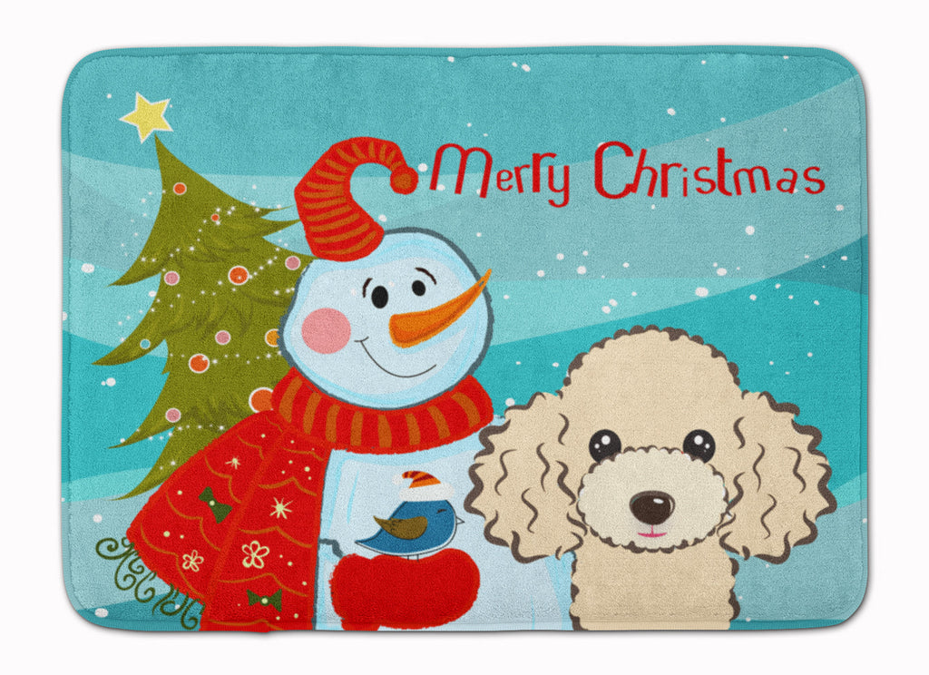 Snowman with Buff Poodle Memory Foam Kitchen Mat Machine Washable Anti-Fatigue Cushion Comfort Bath or Kitchen Rug