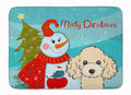 Snowman with Buff Poodle Memory Foam Kitchen Mat Machine Washable Anti-Fatigue Cushion Comfort Bath or Kitchen Rug