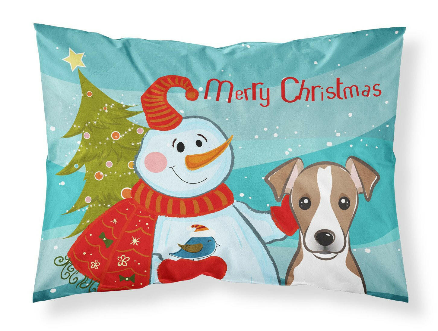 Snowman with Jack Russell Terrier Standard Pillowcase Lightweight Super Soft Easy Care Decorative Artwork Pillowcase, Standard